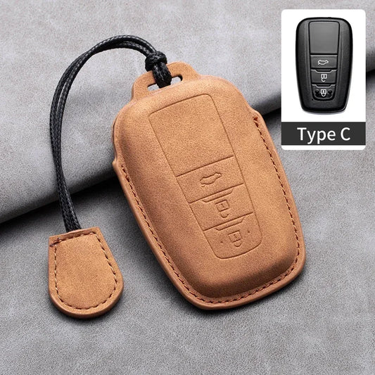 Leather Smart Key Case Cover for Toyota Prius, Camry, Corolla, C-HR, RAV4