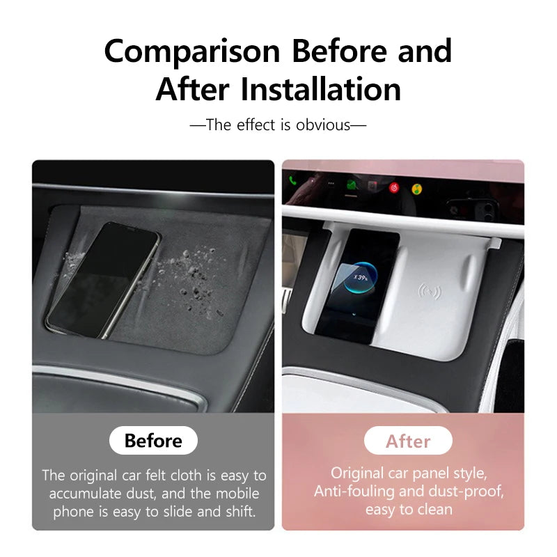 NovaAcc Silicone Wireless Charging Pad Non-Slip Phone Mat for Tesla 3 2021–2023