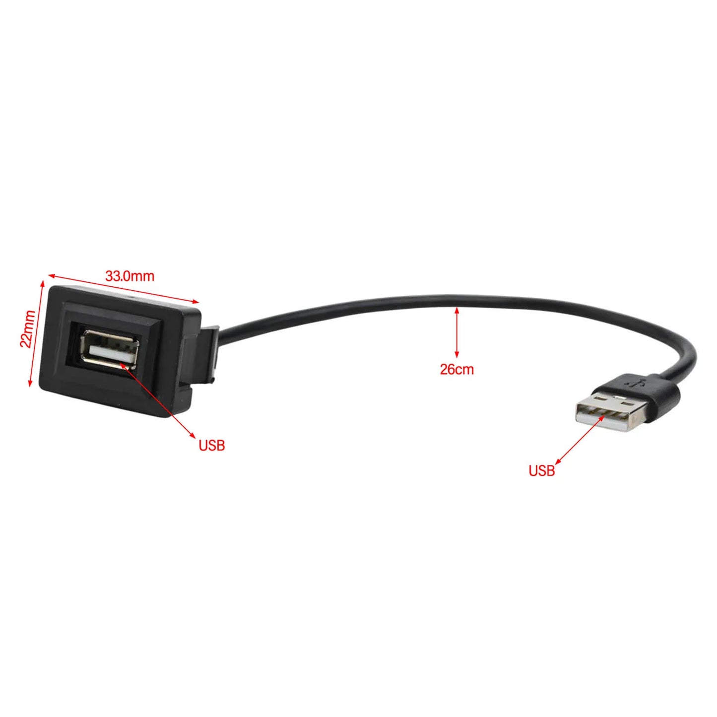 Flush Mount USB 2.0 Dash Socket Panel Extension for Toyota Hilux Prado