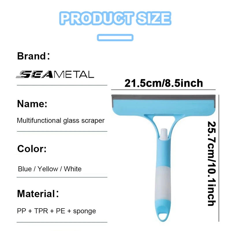 SEAMETAL 3-in-1 Car Window Cleaning Scraper Silicone Squeegee Glass Wiper