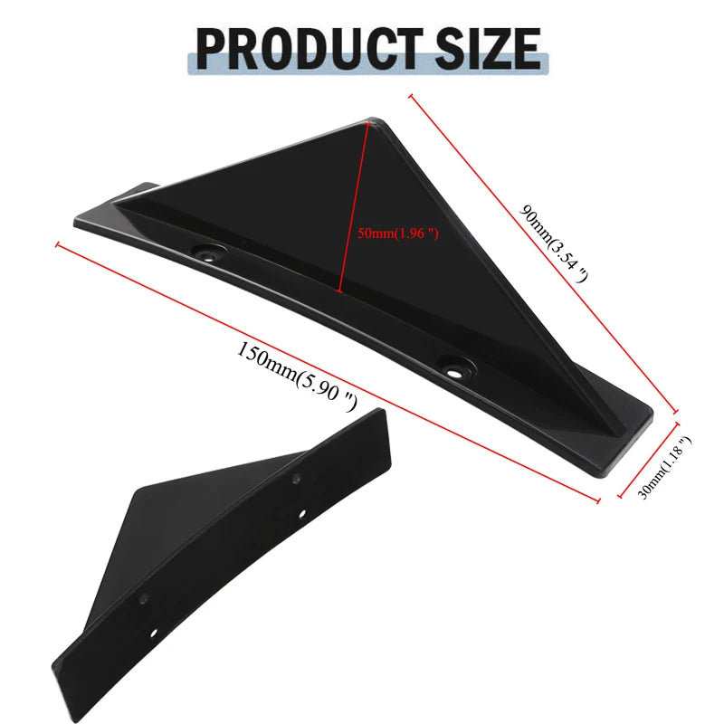 4PCS Universal Rear Bumper Lip Diffuser Shark Fins Flat & Arc Style Diffuser