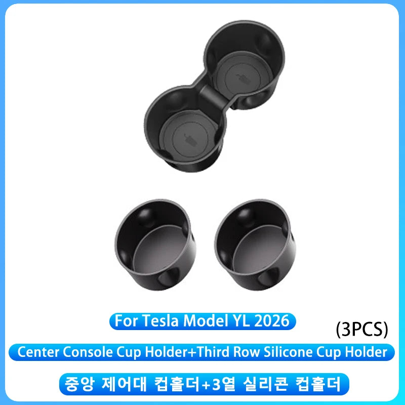 Silicone 3rd Row Cup Holder Insert for Tesla Model YL 2026+ Center Console