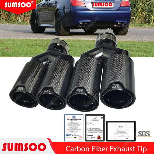 1Pcs Y Style 80mm Carbon Fiber Exhaust Tip Universal BMW M Performance
