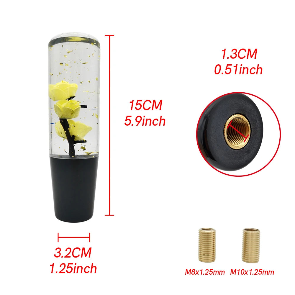 15CM Rose Flower Gear Shift Knob M12x1.25 M10x1.5 M10x1.25 M8x1.25