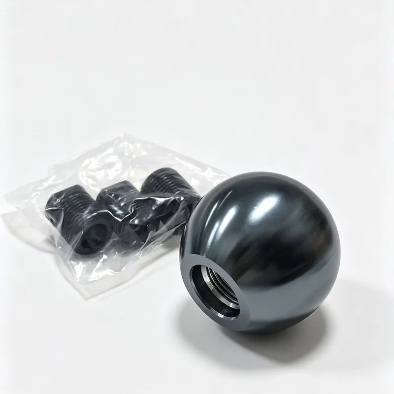 Aluminum Alloy Gear Shift Knob Ribbed Spherical Manual Shifter 3 Adapters