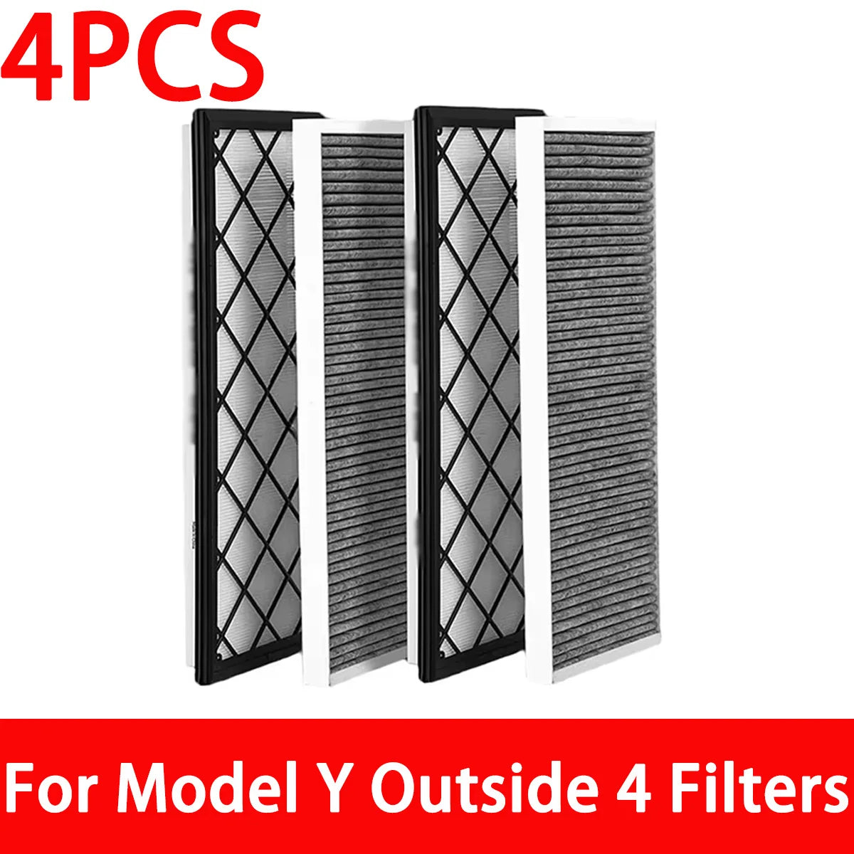 4PCS Activated Carbon Cabin Air Filter Set for Tesla Model Y 2020–2024