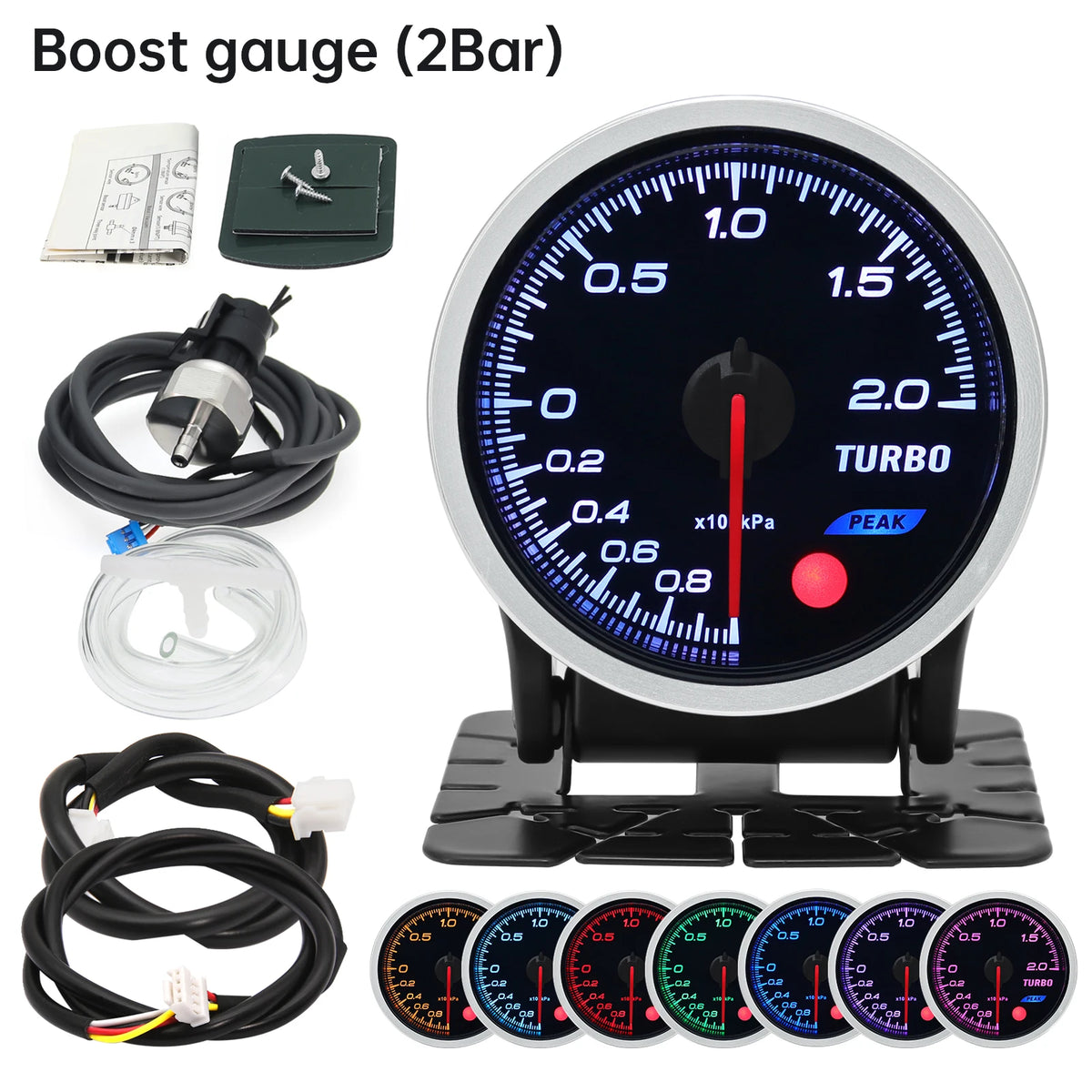 52mm 12V 8 Color Car Gauge Water Oil Temp Pressure EGT Boost Tachometer Meter