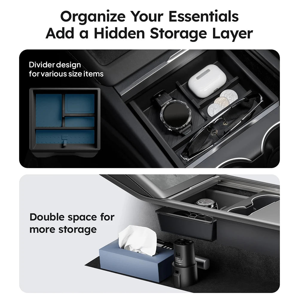 Center Console Organizer Tray for Tesla Model Y Juniper & Model 3 Highland 2024–25