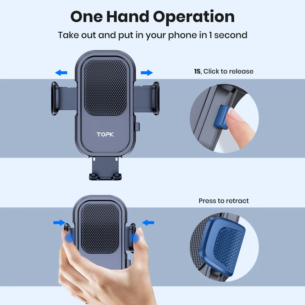 TOPK Universal Car Phone Holder 360° Air Vent Dashboard Suction Cup Mount
