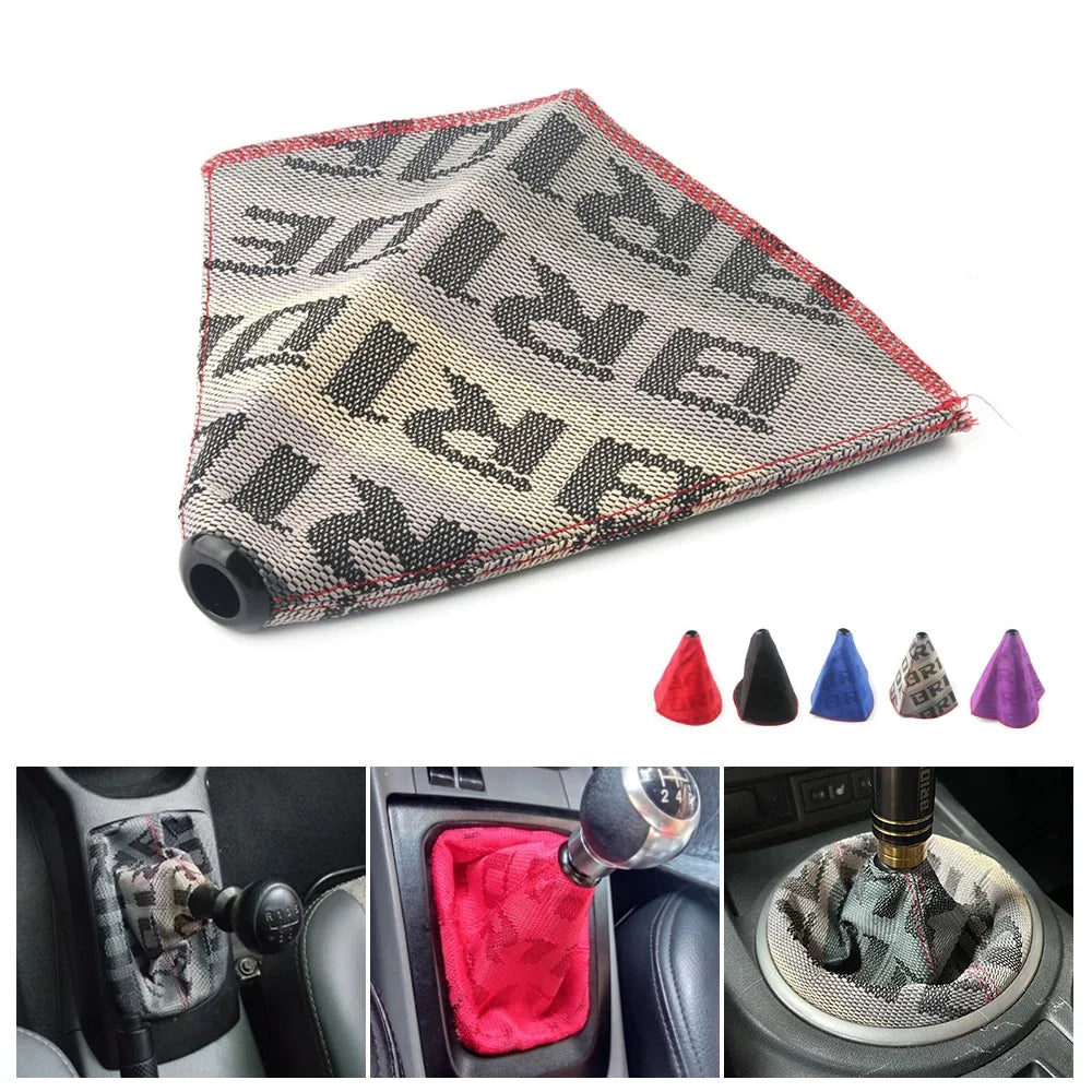 Universal Fabric Gear Shift Boot Sleeve Printed Manual Shifter Dust Cover Replacement
