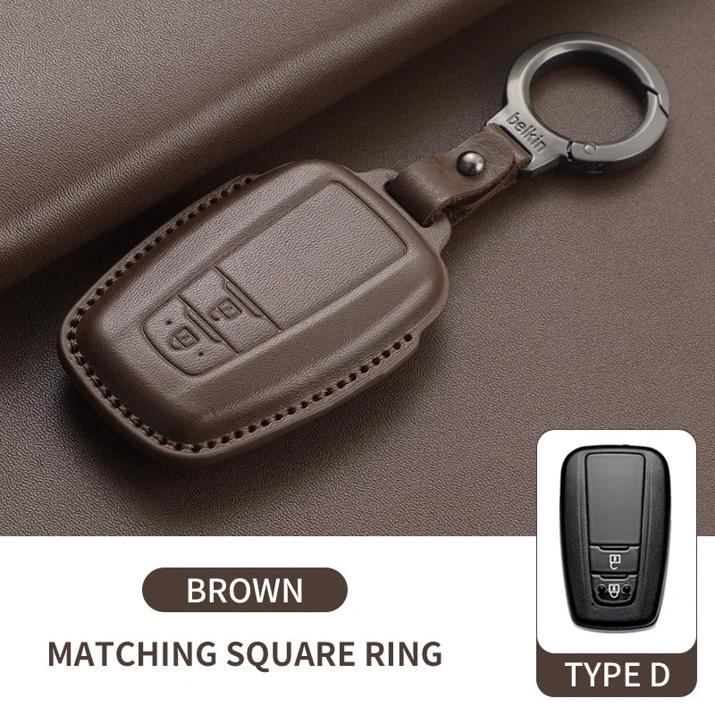 Leather Smart Key Case Cover for Toyota Prius, Camry, Corolla, Avalon, C-HR, RAV4