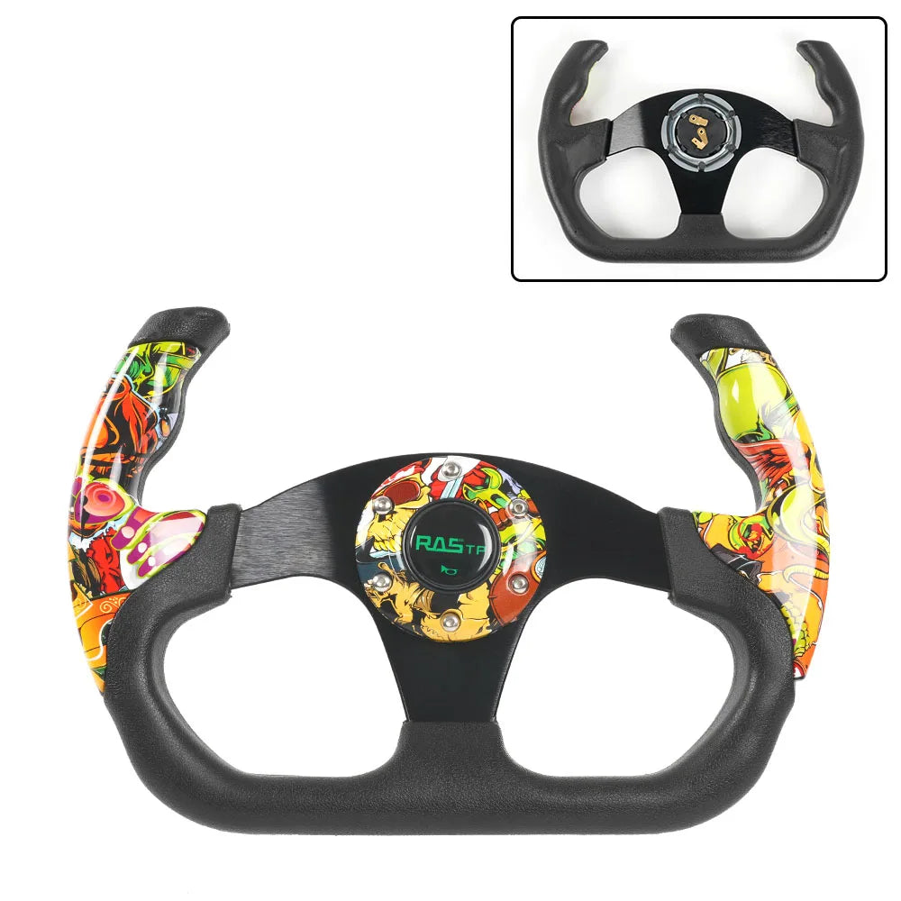 RASTP RS-STW025 14" 350mm Suede Deep Dish Racing Steering Wheel Drift Sport