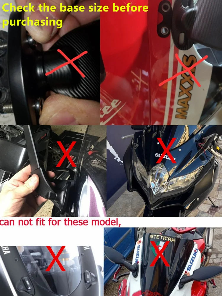 Motorcycle Wing Mirrors Adjustable Folding Rearview Side Mirrors BMW Honda Yamaha