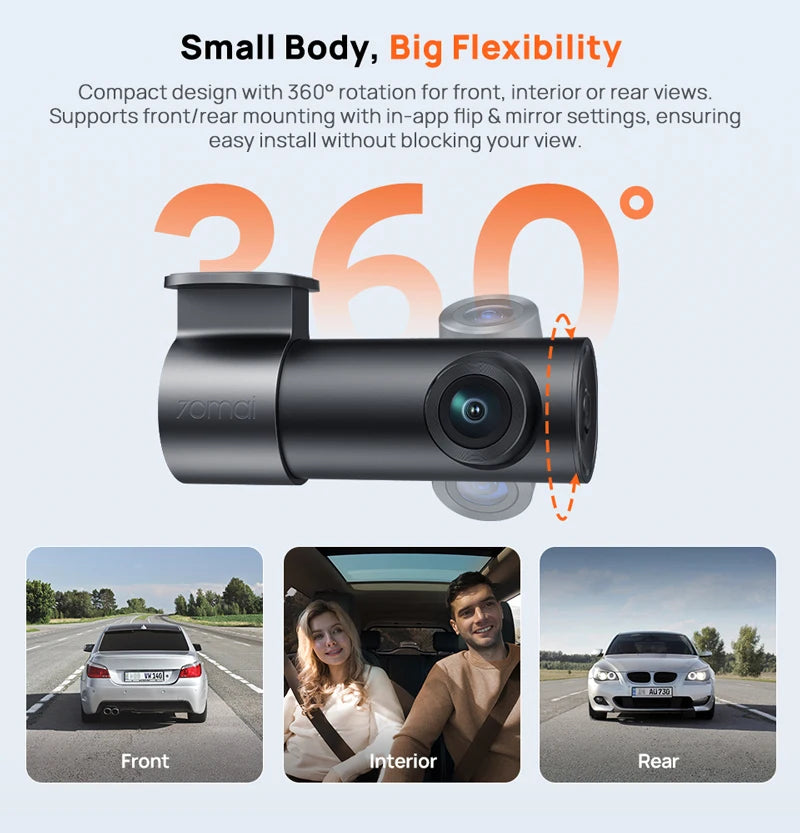 70mai M310 Plus 3K Dash Cam 1620P Car DVR with WDR, Voice Control, 139°