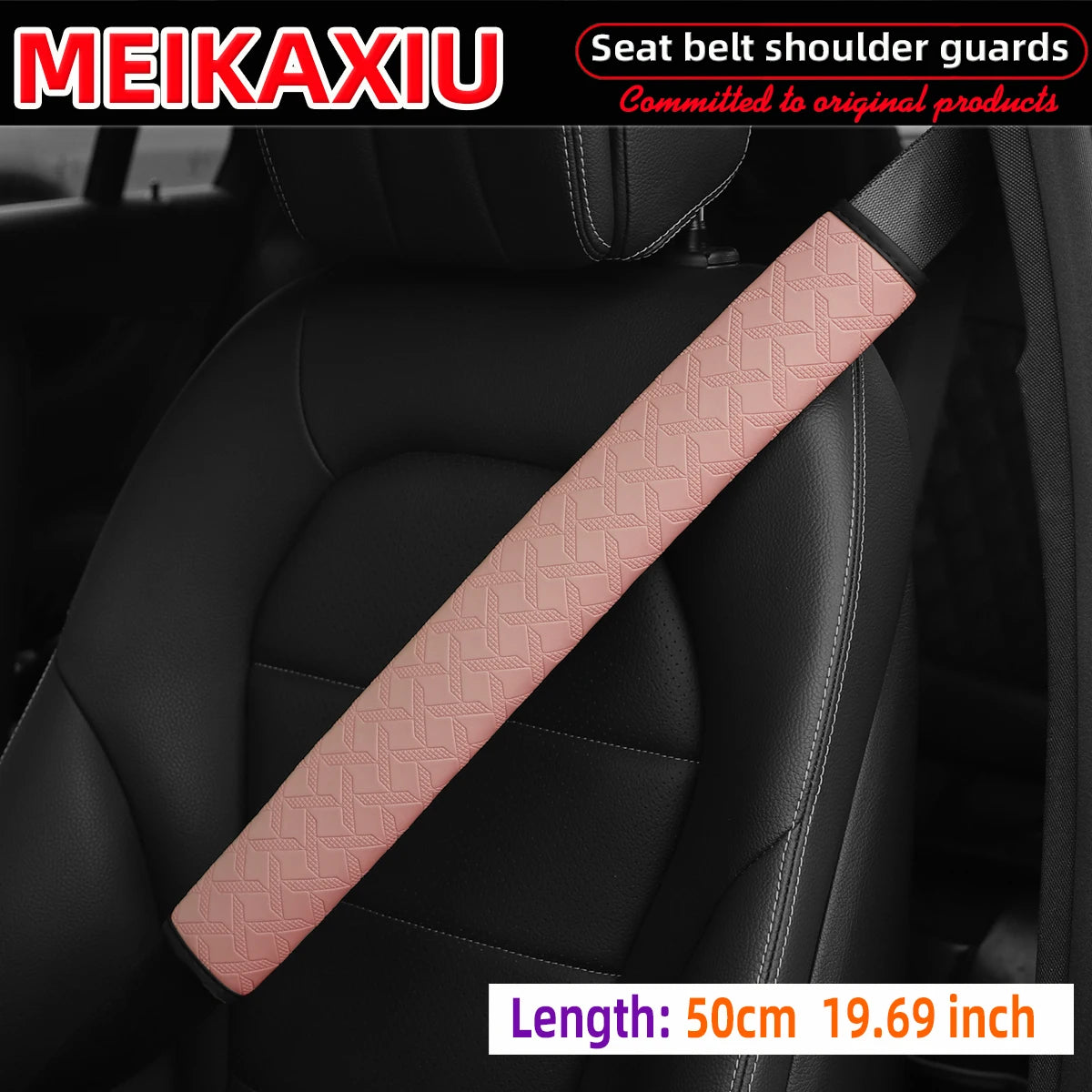 PU Leather XX Pattern Seat Belt Shoulder Pad Cover 50cm Safety Belt Protector