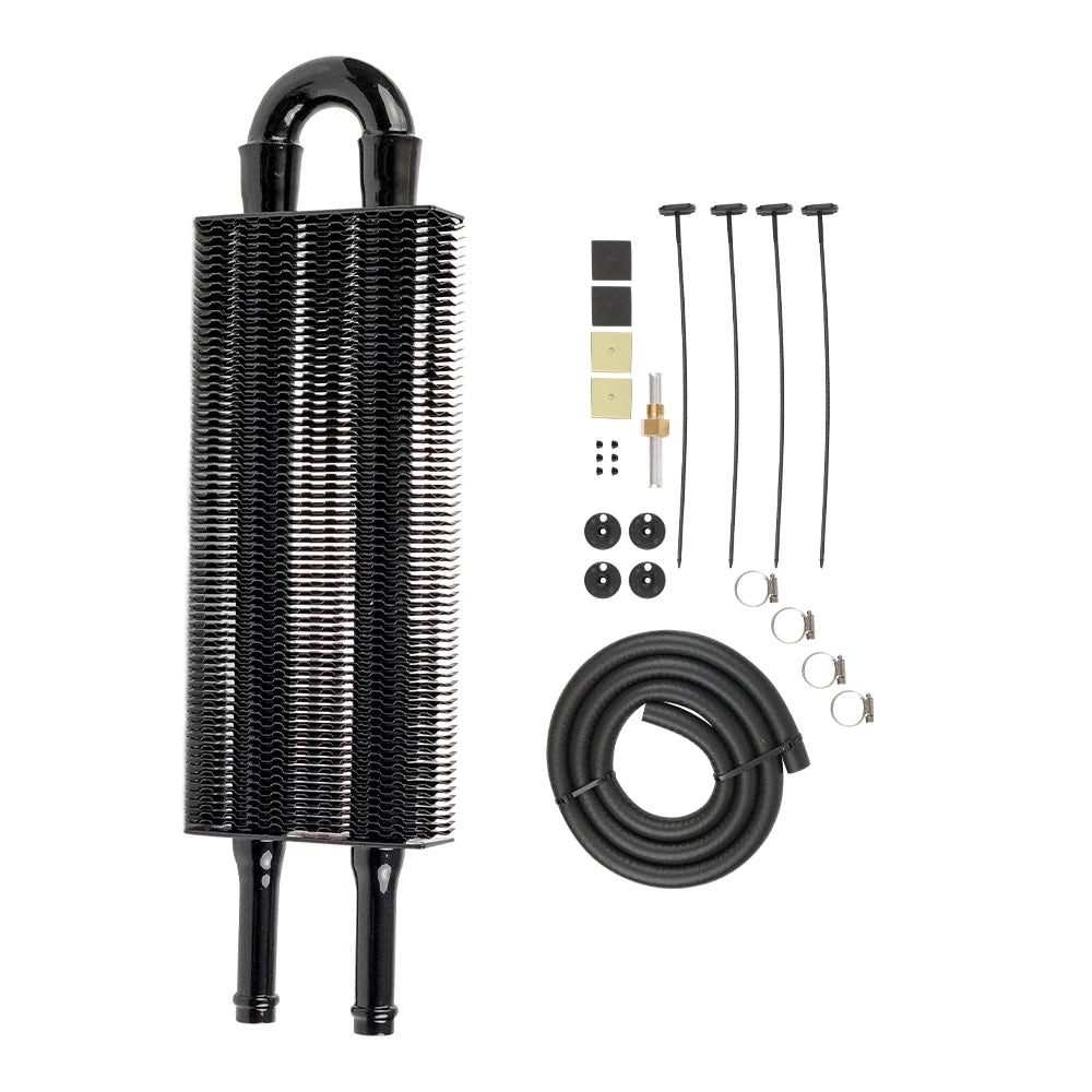 Universal Aluminum 2 Row Transmission Oil Cooler Kit Engine Oil Radiator Auto Manual