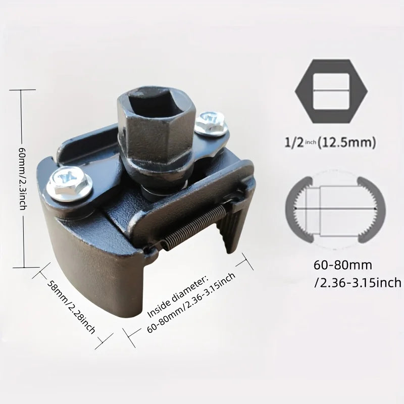 Universal 60-80mm 2 Jaw Oil Filter Wrench Adjustable Remover Tool