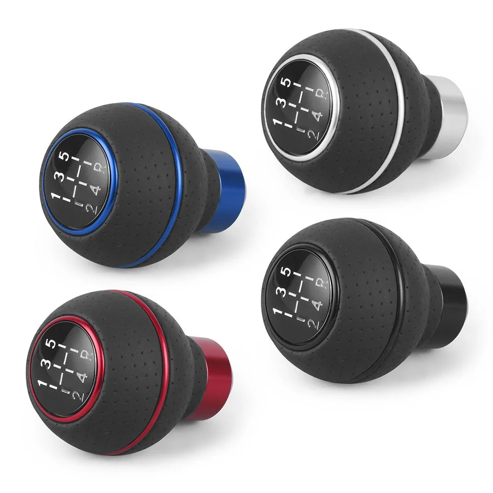 Universal 5-Speed Leather Shift Knob Gear Manual Shifter Car Lever Stick