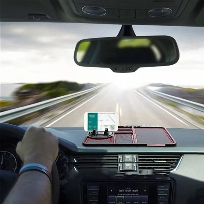 4-in-1 Car Phone Holder Parking Number Card Non-Slip Silicone Dashboard Mat