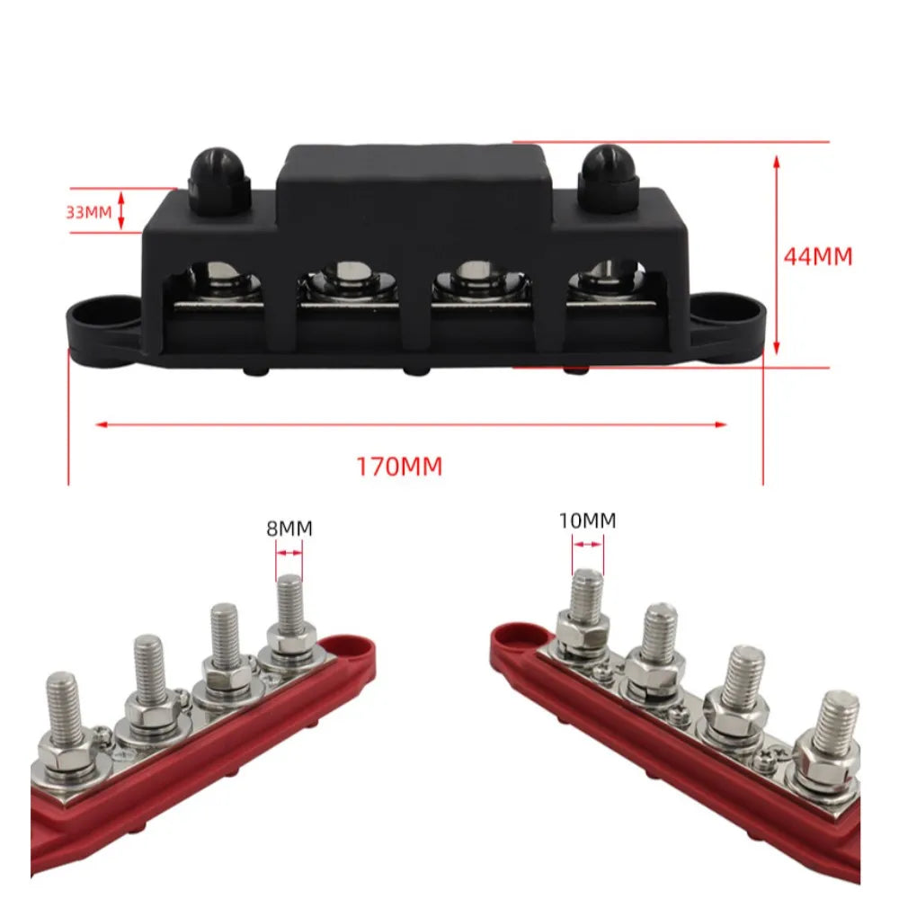12V/24V/48V 250A Battery Bus Bar Power Distribution Block with Cover