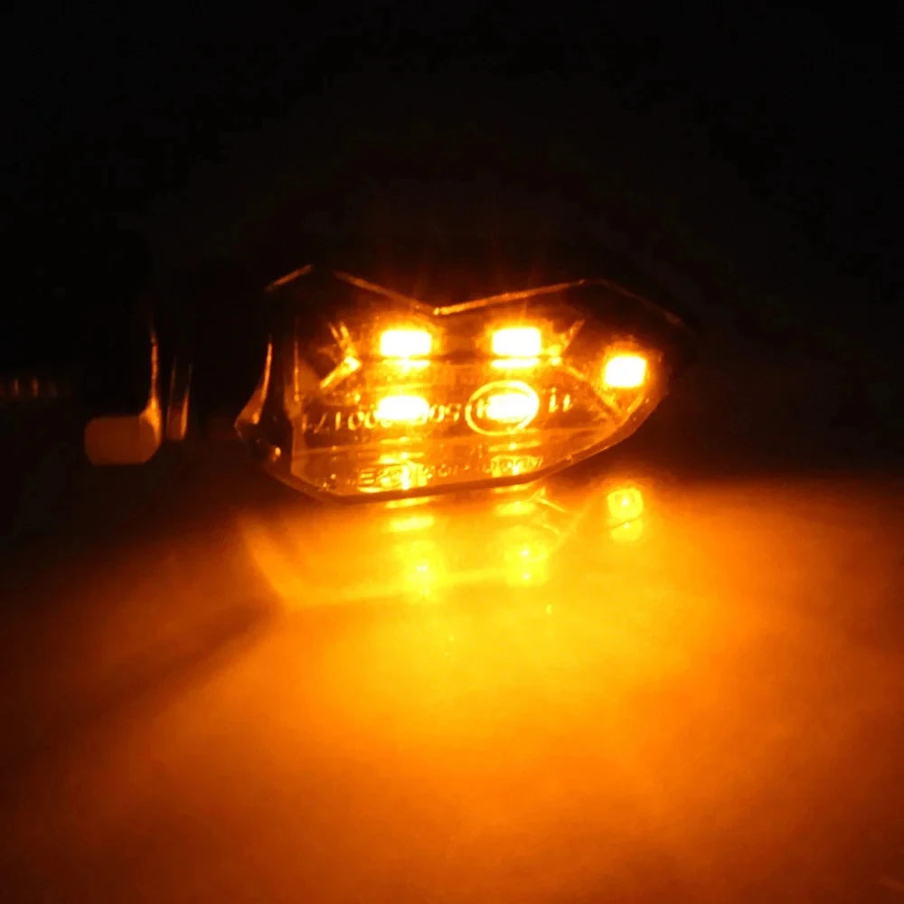 2Pcs Universal Motorcycle LED Turn Signal Lights Amber Mini Blinker Indicators