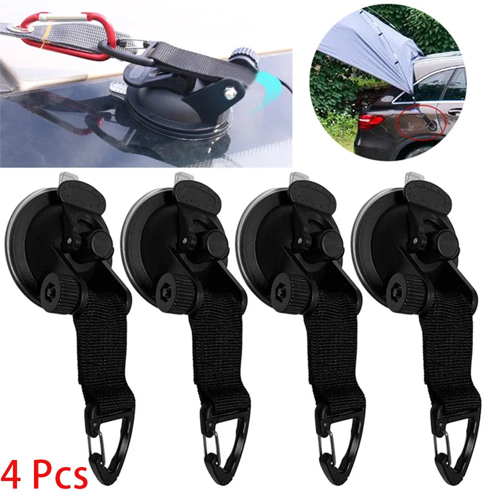 4Pcs Car Tent Suction Cups Buckles Awning Anchors Camping Tent Securing Hooks