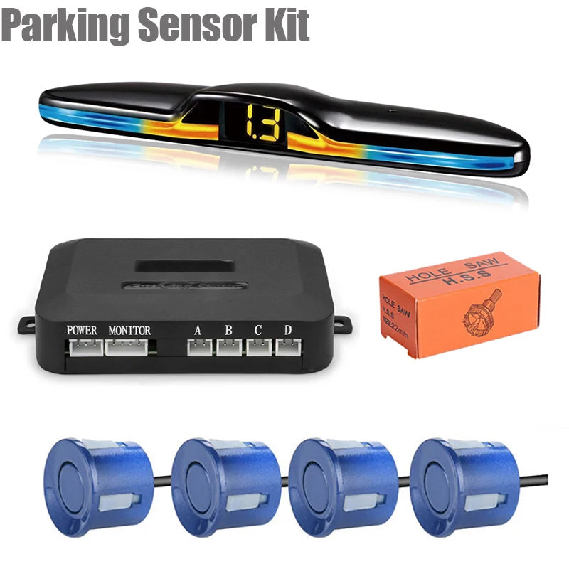 LED Car Parking Sensor System 4 Probes Parktronic Monitor Display Backup Kit