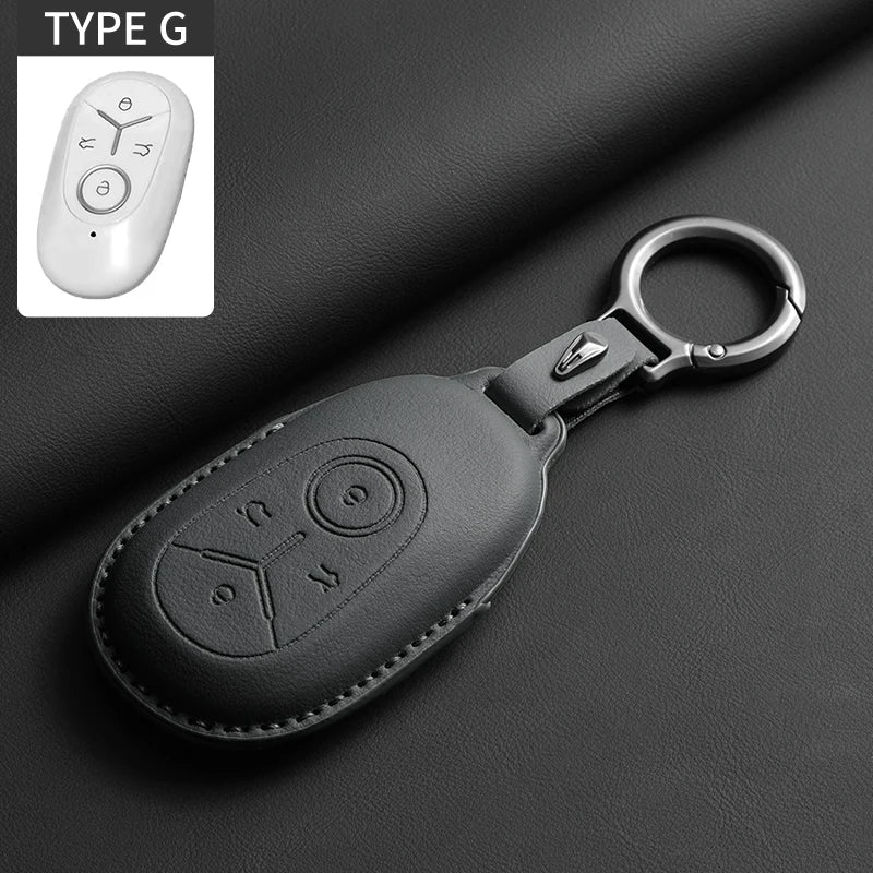 Original Color Leather Smart Key Case Cover for Geely Starray Geome Emgrand