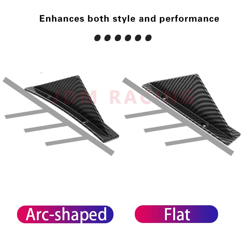 4PCS Universal Rear Bumper Lip Diffuser Shark Fins Flat & Arc Style Diffuser