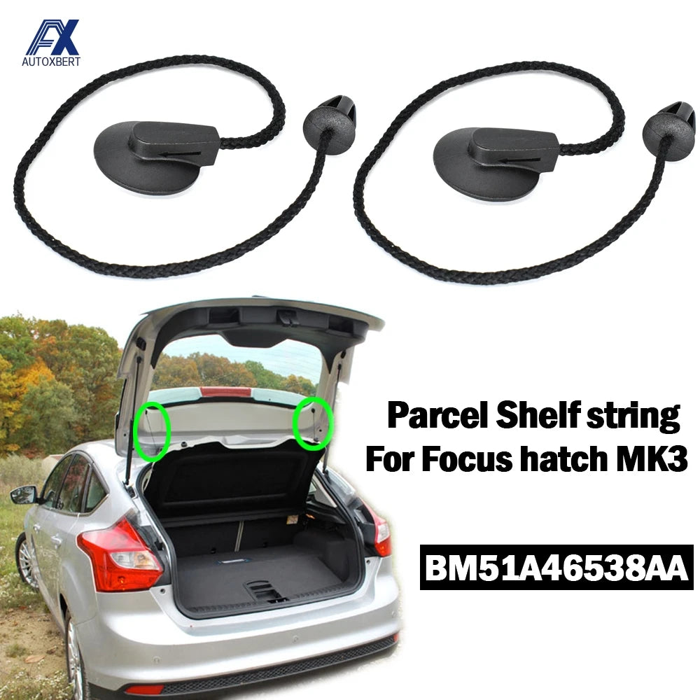 2PCS Rear Trunk Parcel Shelf Lift String Strap Clips for Ford Focus Mk3 2012–2018