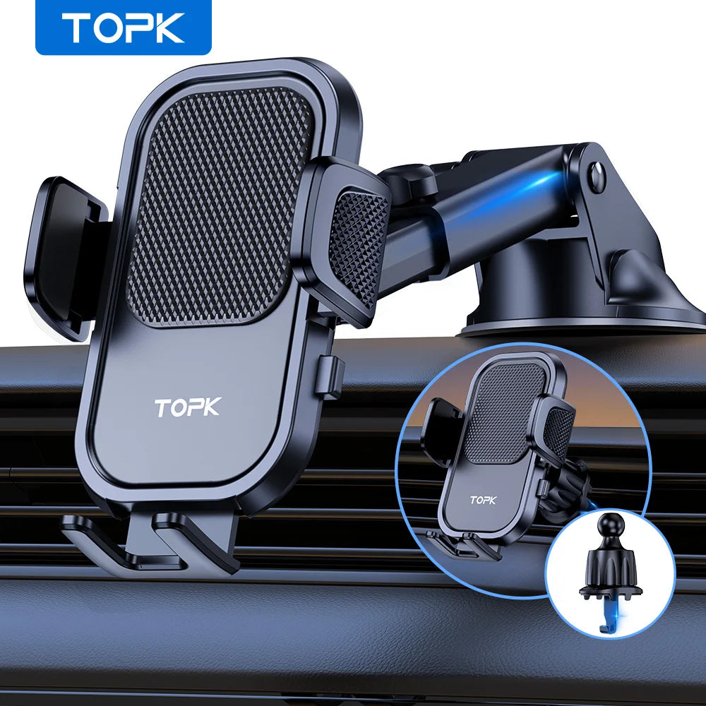 TOPK Universal Car Phone Holder 360° Air Vent Dashboard Suction Cup Mount