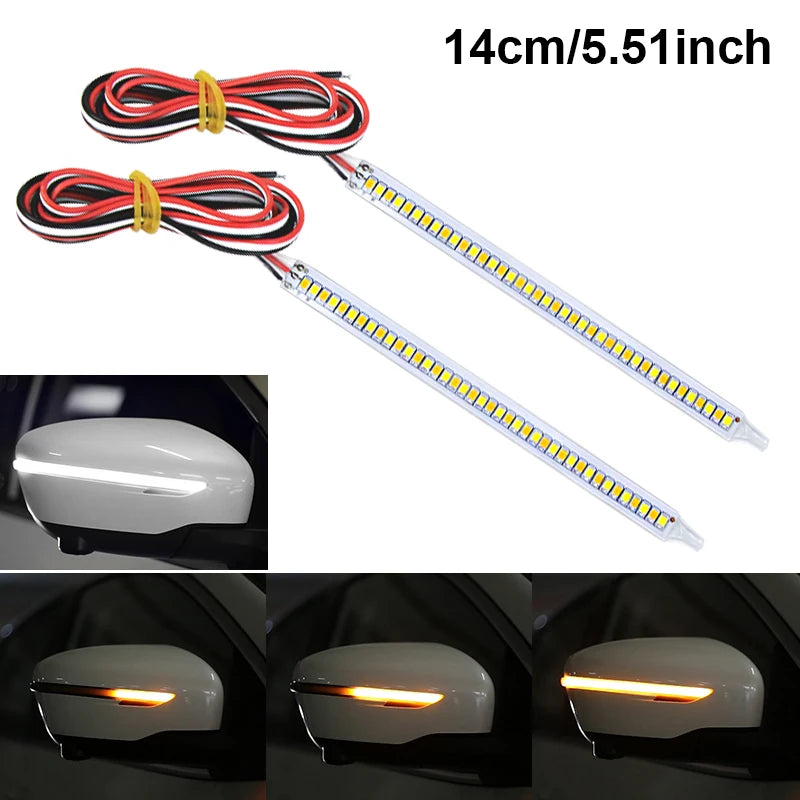 SEAMETAL 12V LED Car Mirror Turn Signal Strip Flowing Light Daytime Running