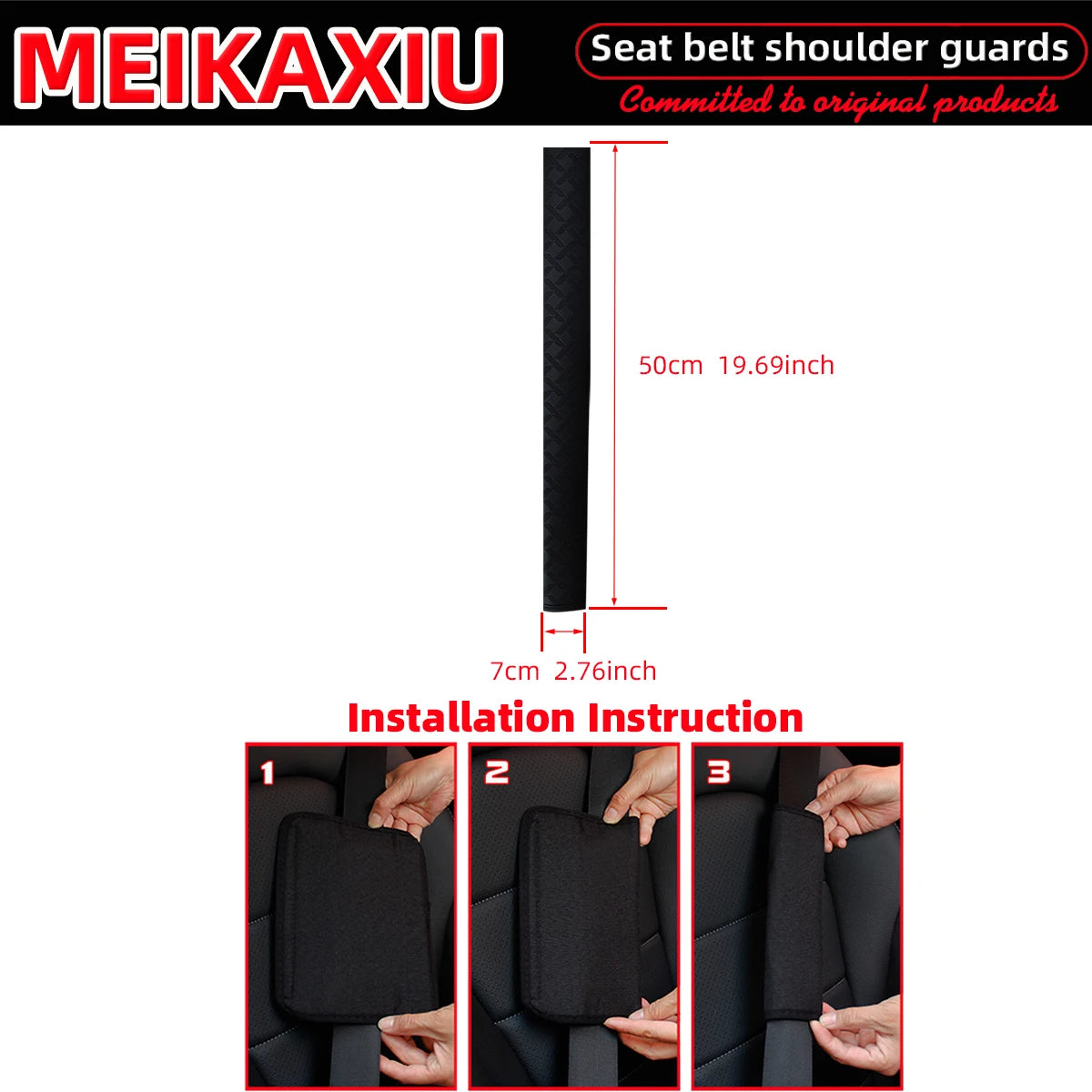 PU Leather XX Pattern Seat Belt Shoulder Pad Cover 50cm Safety Belt Protector