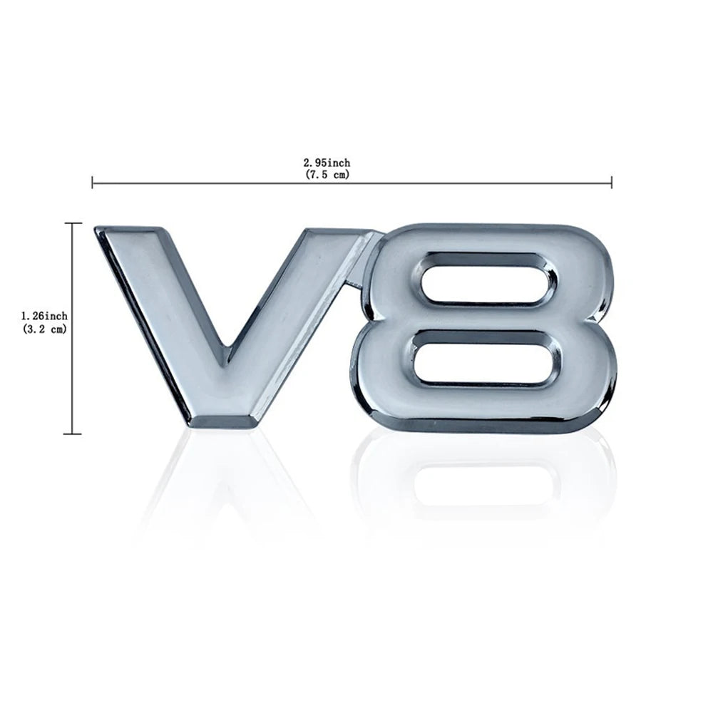 3D Metal Chrome V6 V8 Car Sticker Logo Emblem Decal Badge Body Trim