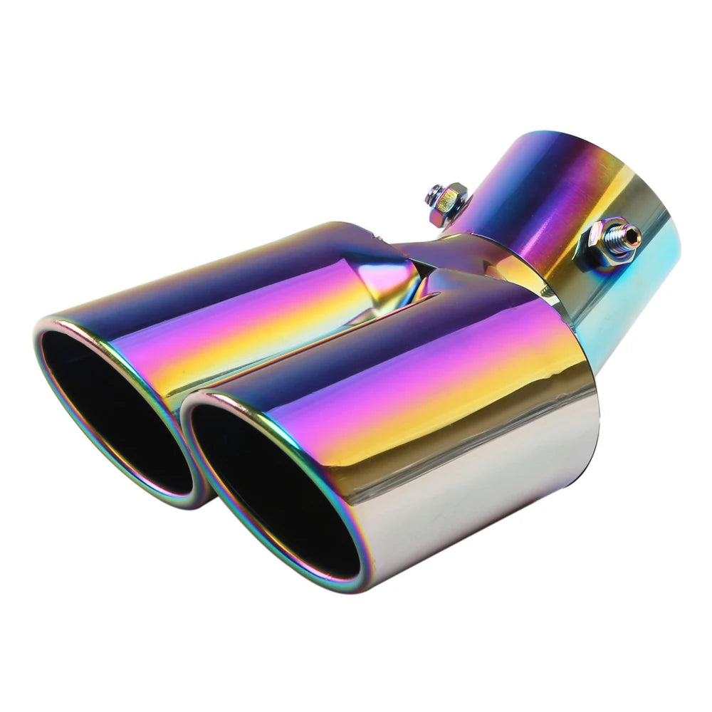 Universal Dual Slant Cut Stainless Steel Exhaust Tip 63mm Inlet 63 Outlet