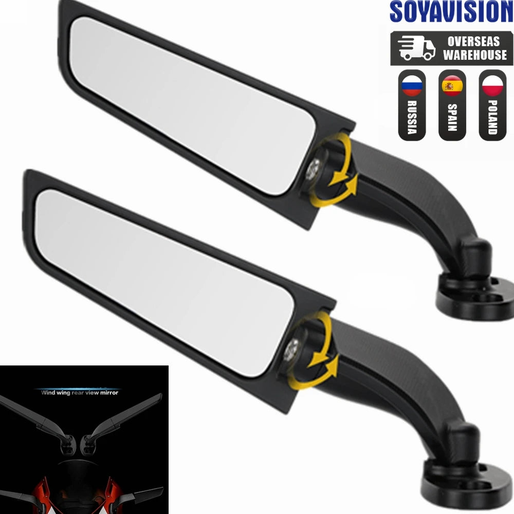 Motorcycle Wing Mirrors Adjustable Folding Rearview Side Mirrors BMW Honda Yamaha