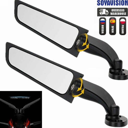 Motorcycle Wing Mirrors Adjustable Folding Rearview Side Mirrors BMW Honda Yamaha