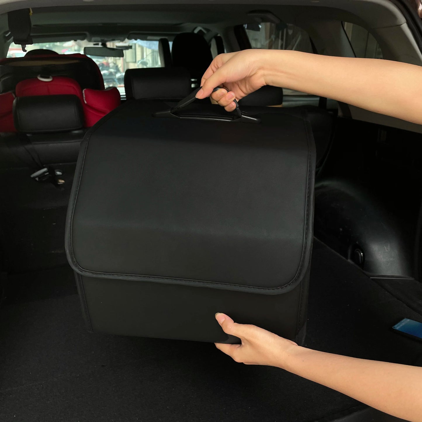PU Leather Collapsible Car Trunk Storage Organizer Box Multipurpose Holder