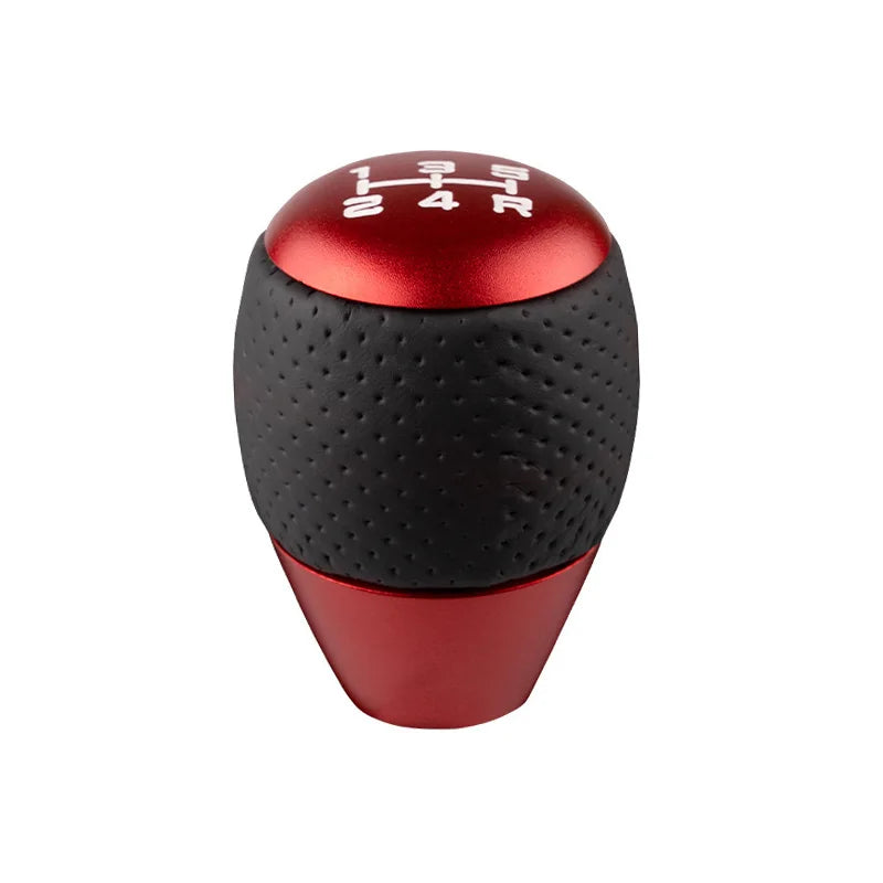Universal Racing 5 Speed Leather Aluminum Gear Shift Knob Manual Automatic Car