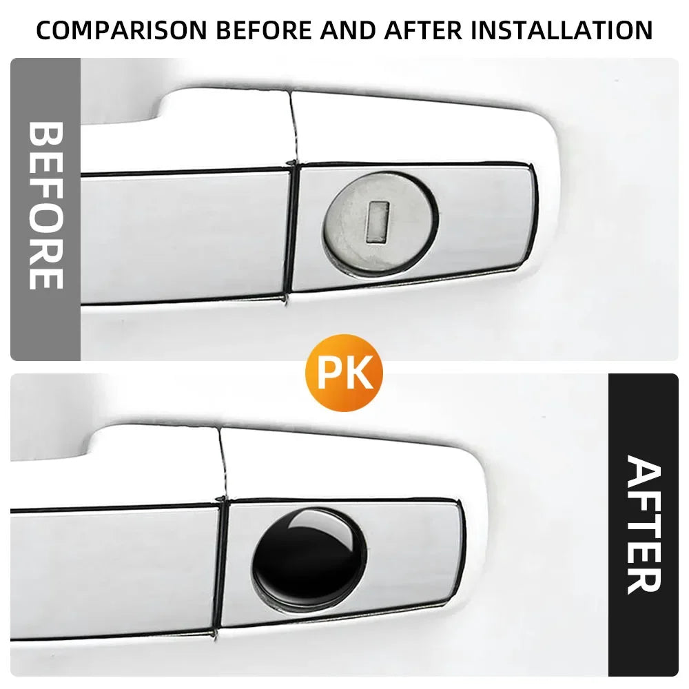 4Pcs Car Door Lock Hole Stickers Keyhole Trim Protective Ring Covers