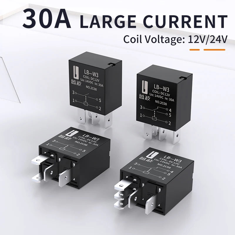 LANBOO Violet Automotive Relay 12V 24V 30A 4 Pin 5 Pin SPST SPDT Car