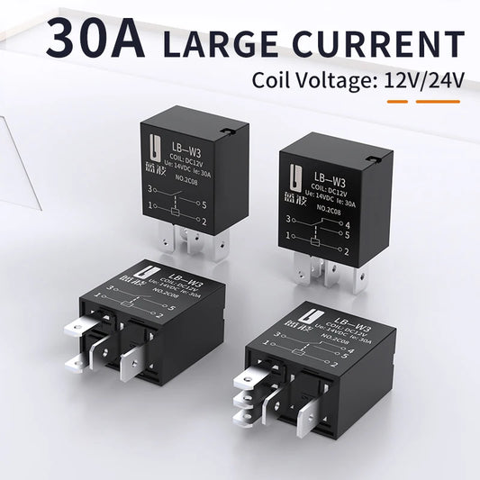 LANBOO Violet Automotive Relay 12V 24V 30A 4 Pin 5 Pin SPST SPDT Car