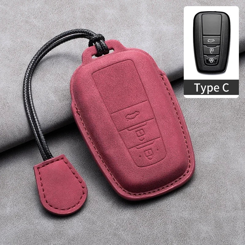 Leather Smart Key Case Cover for Toyota Prius, Camry, Corolla, C-HR, RAV4