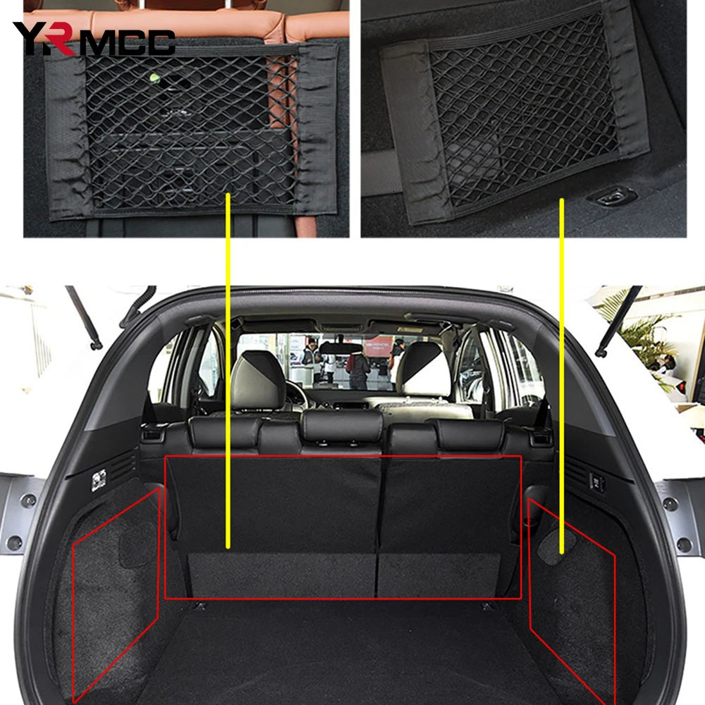 Universal Car Trunk Storage Bag Organizer Mesh Net Seat Back Pocket Elastic