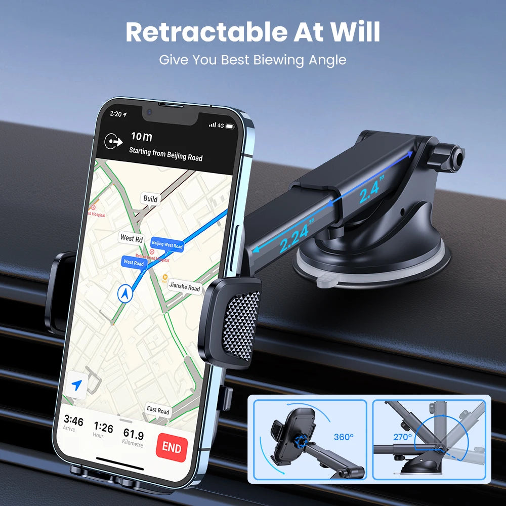 TOPK Universal Car Phone Holder 360° Air Vent Dashboard Suction Cup Mount