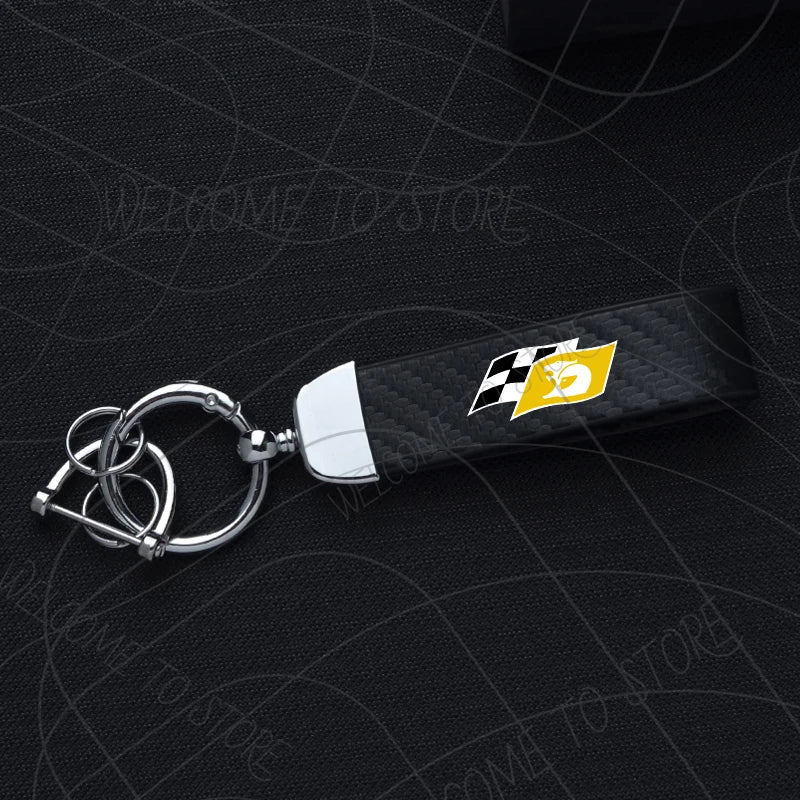 HSV Racing Logo Keychain PU Leather Carbon Fiber Zinc Alloy Keyring