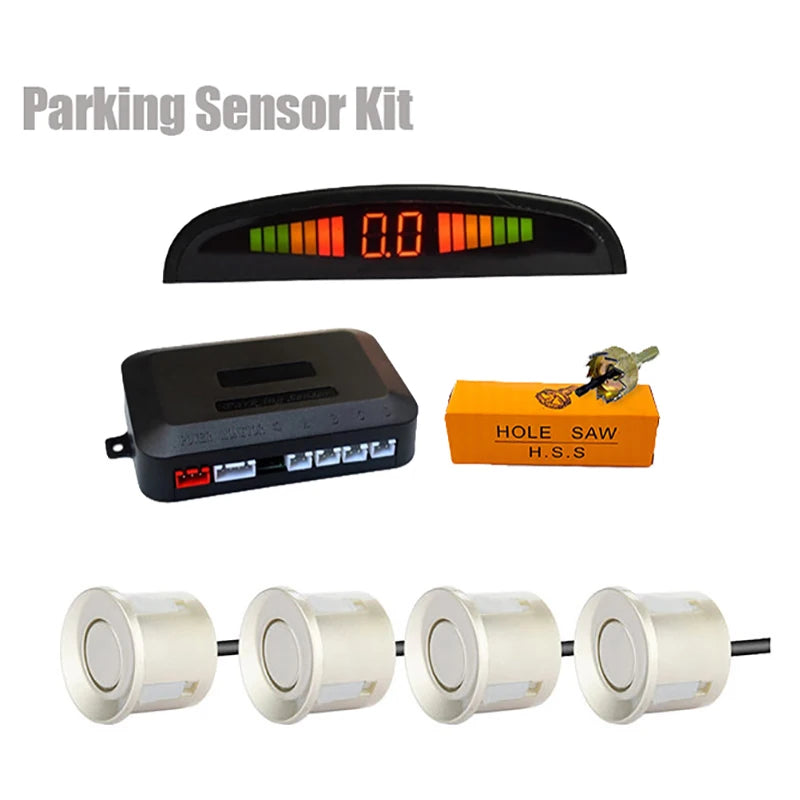 Car LED Parking Sensor Kit 4 Radar Sensors Digital Display Reverse Alarm System
