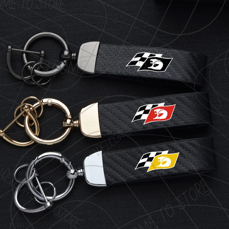 HSV Racing Logo Keychain PU Leather Carbon Fiber Zinc Alloy Keyring
