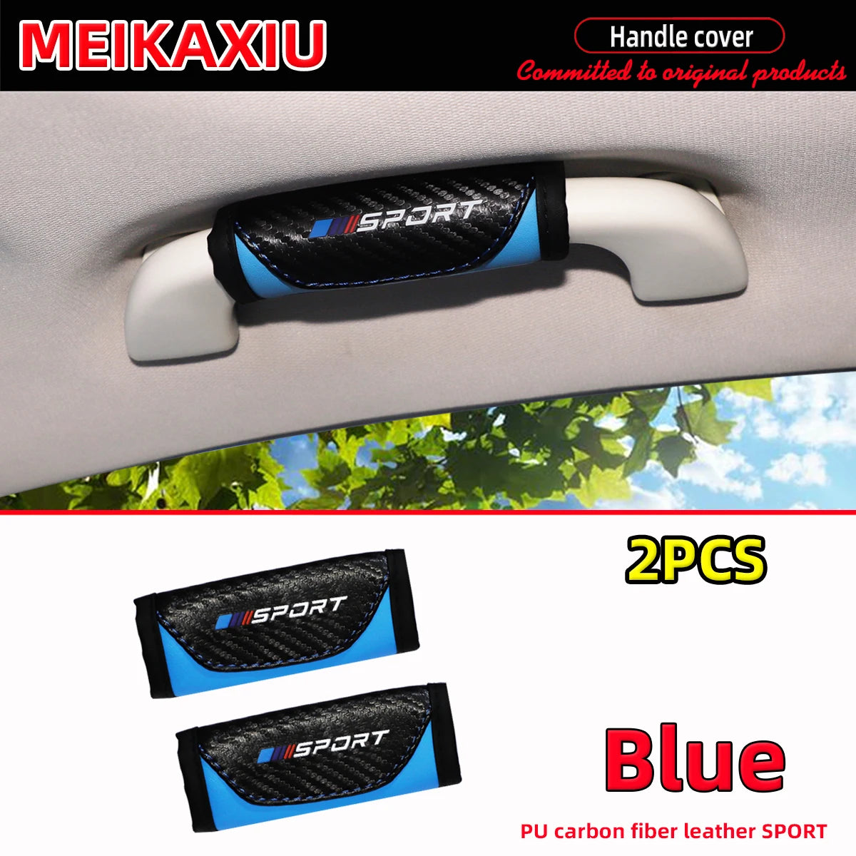 PU Leather Carbon Fiber SPORT Interior Door Handle Protector Cover