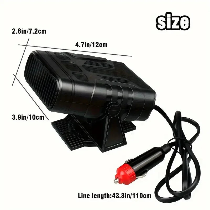12V Car Heater Fan 360° Portable Windshield Defroster Defogger Air Cooler